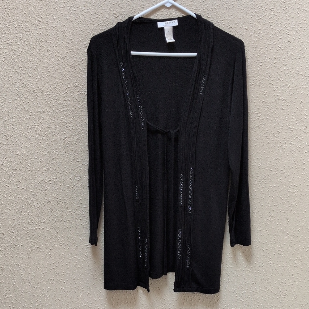 Kenar Women's Black Cardigan with Sparkling Accents